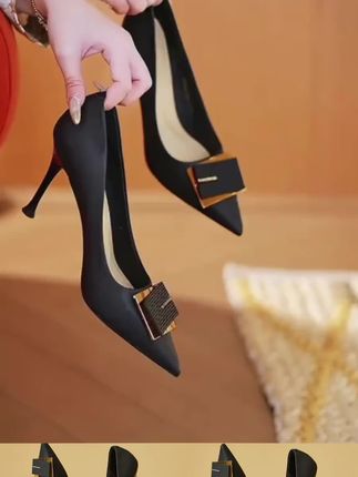 黑色高跟鞋女鞋夏季2025新款中跟细跟通勤单鞋职业女士皮鞋#黑色高跟鞋 #通勤单鞋 #女士高跟鞋穿搭技巧 @DOU+小助手