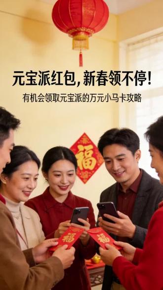 元宝派红包,新春领不停!有机会领取元宝派的万元小马卡攻略#元宝派#元宝派红包攻略#元宝派抽奖#元宝派红包