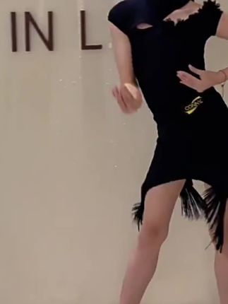 拉丁舞服装女儿童流苏裙子短袖连体上衣舞蹈练功演出表演服
