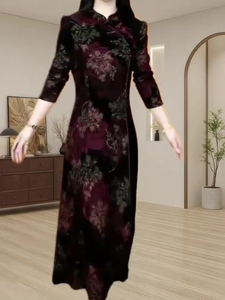 【衣雅严选】罗马烫金重工刺绣改良旗袍连衣裙#刺绣改良旗袍 #旗袍裙 #连衣裙