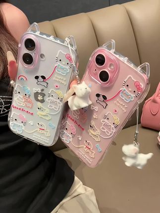 谁懂啊‼️线条凯蒂猫遛狗手机壳也太可爱啦~#无限回购的宝藏单品 #这个手机壳真的长在我心巴上了 #在抖音上入手的好东西