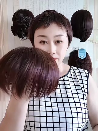 全真发一片式遮白发直发头顶补发片 #轻薄透气#遮盖白发#假发#头顶补发片#全真发