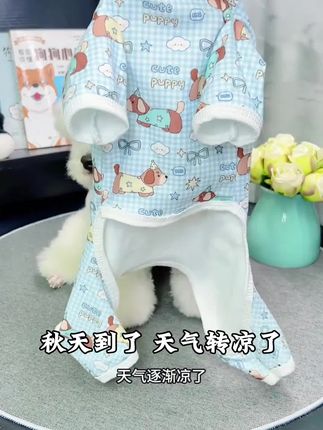 宠物秋季德绒四脚衣服防掉毛防蚊虫适合金毛柯基等犬类练字帖