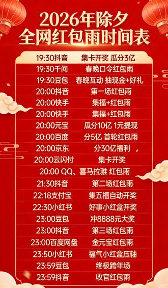 全网红包雨时间表##抖音#豆包#AI