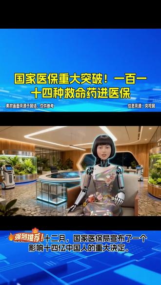 国家医保重大突破!一百一十四种救命药进医保 今年十二月,国家医保局宣布了一个影响十四亿中国人的重大决定。一百一十四种创新药被纳入医保目录,从此以后,无数家庭因病致贫的问题将得到极大缓解。#医保 #惠民 #政策 #民生