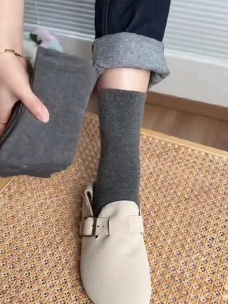 佩,足中筒袜子女堆堆袜春秋季高筒袜秋冬款月子纯色棉长女袜ins潮#好物推荐