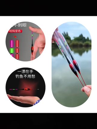 枭狼咬钩变色日夜两用浅水高亮短夜光鱼漂电子高灵敏草洞鲫鱼浮漂#电子漂 #渔具 #钓鱼