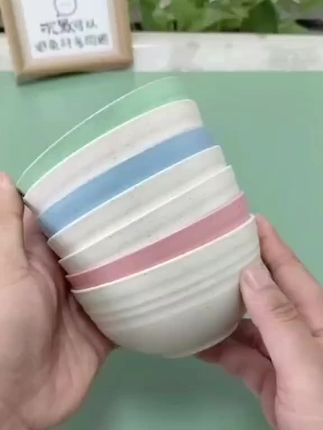 家用大号防摔碗,小麦秸秆塑料碗,创意个性可爱儿童饭碗,甜品汤碗套#小麦秸秆碗 #大号防摔碗 #创意个性可爱儿童饭碗 #小麦秸秆塑料碗