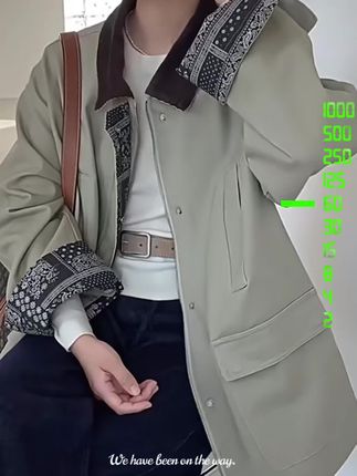 老钱风撞色拼接翻领风衣外套女秋2025新款复古休闲气质中长款夹克