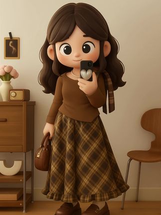 蝴蝶结露肩长袖收腰上衣~复古格子半身裙~ #早秋韩系氛围感穿搭 #夏末初秋过渡也要穿得有巧思 #国庆穿搭这就开始预备了 #早秋高智感职场穿搭 #素颜穿搭如何摆脱土气感