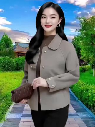 新款优雅气质双面绒短款上衣外套