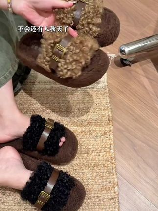 厚底拖鞋女外穿2025新款秋冬季毛茸茸皮带扣网红时尚家居棉拖鞋#慵懒风穿搭 #强烈推荐 #好物推荐🔥 #便宜又好穿 #颜值高