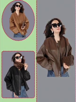 姐妹们!九儿家这款高端定制 黑标旗舰店的外贸原单 蛋白水洗皮拼接外套 太打扮人了!慵懒感10足 哑光雾面透漏出满满的高级感 冲鸭!#高级感穿搭 #秋冬穿搭 #皮衣#外套 #时尚穿搭