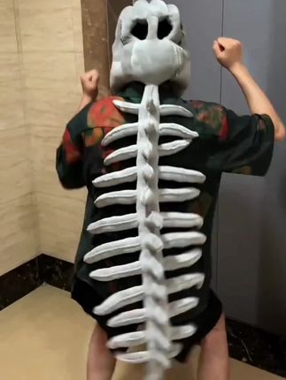 被一只恐龙帅到了#恐龙头套 #玩偶 #是头套也是恐龙 #玩个很新的东西