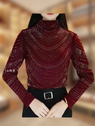 新款烫钻显瘦洋气时尚百搭长袖半高领女士上衣打底衫简约修身小衫#秋季穿 #半高领打底衫#打底衫 #高级感穿搭#气质女神