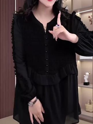 丹思慕大码女装新款重工提花大码显瘦遮肉显白气质遮肉长袖250185#长袖 #百搭长袖 #显瘦长袖 #休闲长袖 #宽松长袖