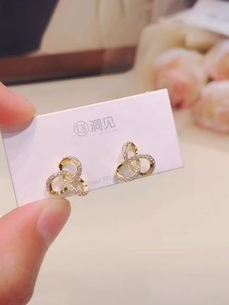 【洞见】精致爆闪满镶锆石耳钉气质时尚百搭轻奢高级耳环女ES1232#百搭高级#热卖款#谁戴谁好看