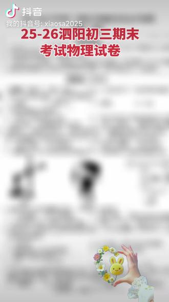 25-26泗阳初三期末考试物理试卷