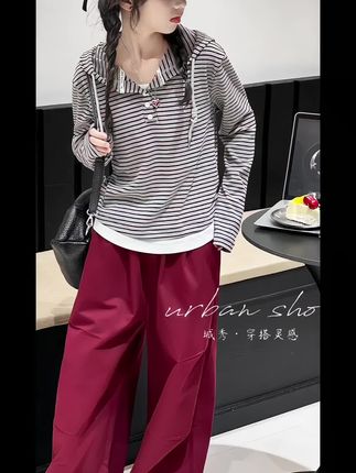 女童条纹长袖T恤春秋款2025新款儿童韩系女大童打底衫上衣 #每日分享 #高品质童装#面料柔软舒适 #女童穿搭