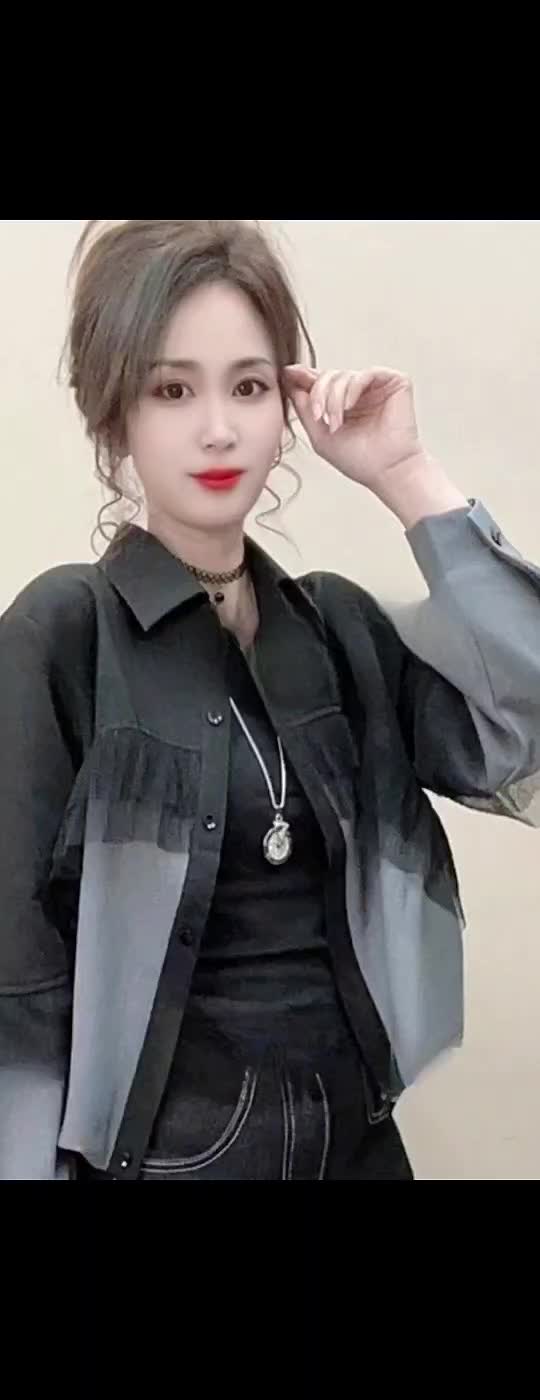 时尚休闲韩版拼接外套女2025春秋新款小个子宽松显瘦百搭长袖衬衫@DOU+小助手