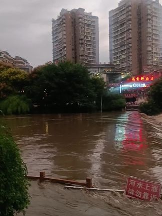 贡井平桥涨水了#大雨过后#波涛汹涌#敬畏大自然
