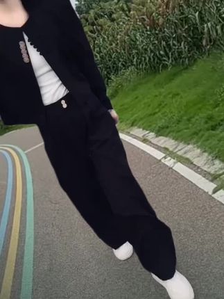 秋季轻奢国风西装套装女显瘦时尚气质外套直筒阔腿裤两件套2310#穿搭 #自信穿搭 #套装显瘦穿搭 #气质范