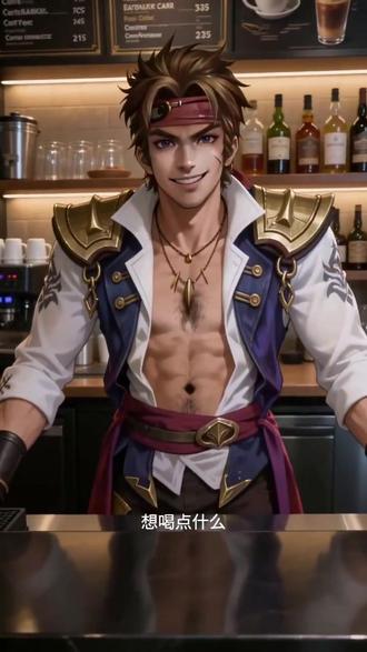 孙策开了家咖啡店 #王者荣耀 #孙策 #AI咖啡馆的特别服务 #atm