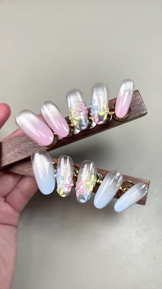 被问爆的春日穿戴甲🌸|渐变猫眼➕立体小花🌸#美甲教程 #美甲分享 #穿戴甲 #花花美甲 #创意美甲