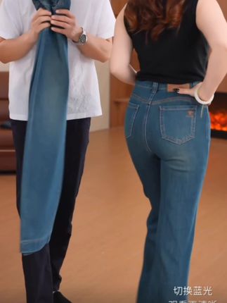 【古某驰】怀旧富贵绿色小蜜蜂新款筒喇裤高腰牛仔裤女百搭喇叭裤#显高显瘦显腿长 #牛仔裤 #面料柔软亲肤 #修身显瘦