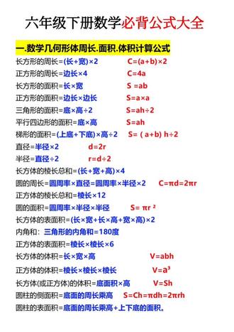六下数学必背知识点总结。#知识点总结 #六下数学