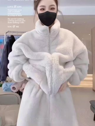 【绒宝宝】睡衣女冬季加绒保暖拉链设计,居家外穿服宽松两件套, 面料柔软舒适 # 谁穿谁好看