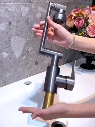 九牧王精铜冷热机械臂水龙头,通用洗手盆万向可旋转卫生间面盆龙头#水龙头 #多功能水龙头 #卫生间洗脸池水龙头#可旋转水龙头 #家装卫浴