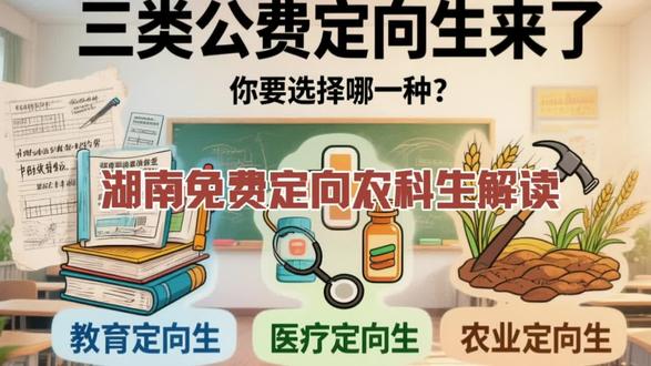 2026年湖南省三种免费定向生报考全攻略——免费定向农科生 在湖南高考本科提前批中,有三类极具吸引力的免费定向培养项目:公费定向师范生、免费定向医学生和免费定向农科生。它们均实行“公费培养、定向就业、履约服务”模式,免学费、免住宿费,还发放生活补助,毕业后直接安排工作,是低分高就、减轻家庭负担的优质选择。下面为你详细解读免费定向农科生的相关政策和注意事项,帮助你精准报考。
#高考 #志愿填报 #湖南高考
#湖南三支一扶报考 #湖南三支一扶笔试