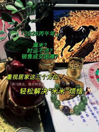 2026年漏米?
时运不济?
销售成交困难?
重视居家的这三个方位🗺️
轻松解决“米米烦恼”❗️
「2026年“财位”」☯️
//东南方→ 喜庆之财
//正东方→主正财,升职加薪
//正北方→主偏财,贵人扶持
「黑马踏金,遇水则发🐎」
#上热搜 #环境布局 #环境磁场 #赚钱 #赚钱思维