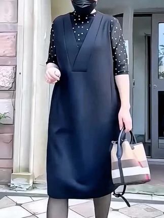 时尚百搭遮肉显瘦老钱风妈妈裝中长款#马甲背心裙 #妈妈装 #气质穿搭 #胖瘦都能穿 #大码女装