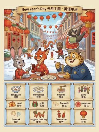 🔔元旦节主题单词、口语海报,认识中华传统节日美食 今天就是元旦节,今天你吃的汤圆、饺子还是面条?它们用英语怎么说?
#元旦#元旦节#疯狂动物城 #疯狂动物城2 #叫叫英语