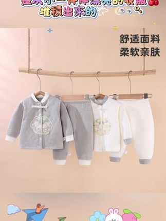 妈妈们今天抢到了国风套装,上衣加裤子,一整套质量竟然这么好!它是三层加棉加厚的,穿上就暖呼呼的,它里外都是a类一百棉的,非常的柔软,亲肤又透气,里外都是无骨缝制的,细节做工都很不错,南方的冬天没有暖气,或北方的冬天暖气不足的地方都需要它。#宝宝夹棉套装 #宝宝保暖套装 #婴儿保暖套装 #婴儿保暖衣 #母婴好物