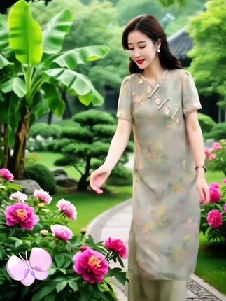 夏季新款新中式国风妈妈装时尚洋气显瘦气质连衣裙#新中式穿搭 #高贵典雅 #优雅气质 #遮肉显瘦 #穿出高级感