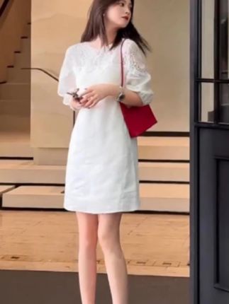 法式镂空中袖连衣裙女2025春夏新款女装简约气质休闲宽松显瘦裙子#连衣裙穿搭 #连衣裙推荐 #连衣裙好看漂亮喜欢推荐 #爆款热卖中 #美女穿搭分享