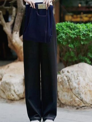 2025夏款窄版直筒牛仔裤女丹宁蓝新款高腰显瘦外穿休闲垂感阔腿裤#垂感牛仔裤 #阔腿牛仔裤 #直筒牛仔裤 #百搭显瘦牛仔裤 #垂感阔腿裤 秋季牛仔直筒女裤!基础百搭款,早秋单穿晚秋搭外套都可