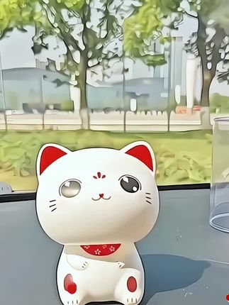 汽车小摆件卡通太阳能招财猫公仔自动招手点头车载装饰#汽车摆件 #儿童玩具 #也太可爱了吧 #儿童动画 #好物推荐🔥