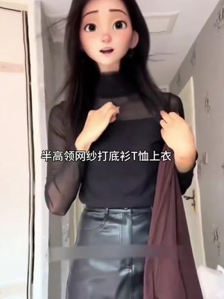 #打底衫 小野露露大码早秋拼接网纱半高领网纱上衣打底衫女内搭#半高领打底衫 #内搭 #上衣 #长袖t恤