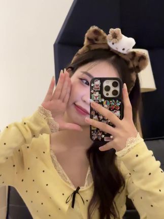 黑皮豹纹Kitty发箍''~#网红发饰 #小猫 #发箍 #发箍控 #也太可爱了吧