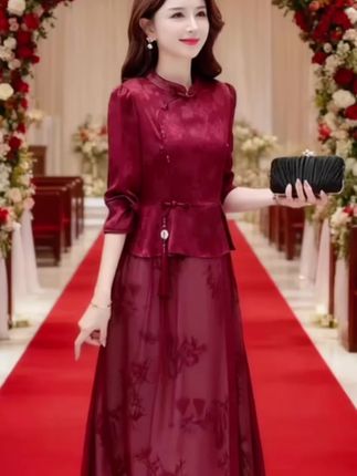 高端轻奢喜婆婆礼服#婚庆礼服 #婚礼妈妈礼服 #婚宴礼服 #优雅气质 #新款连衣裙