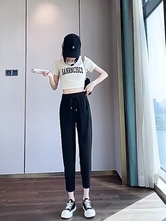大码女夏季薄款速干休闲运动裤#夏季穿搭 #显高显瘦 #休闲裤 #夏天该有的样子 #梨形身材