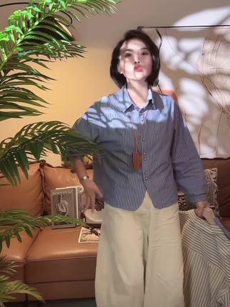 条纹衬衫#秋季穿搭 #松弛感穿搭