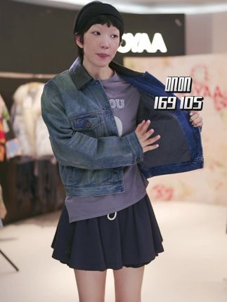 乌丫水洗做旧夹棉牛仔夹克