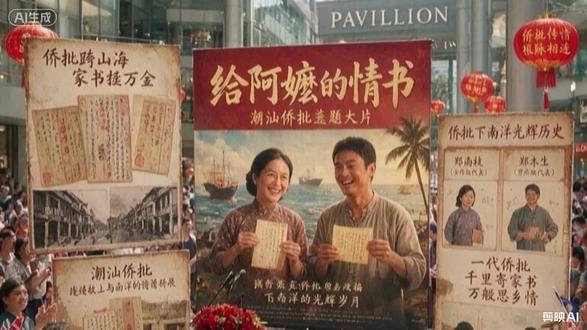 响彻马来一代侨批史,《给阿嬷的情书》柏威年见面会高潮记录2 下洋穿马来磨时气,家书衔于潮汕情地
——《给阿嬷的情书》红于大马:三十余载家书,打响吉隆坡Pavillion前共识,携真情抵万里,心系一方齐闯天下
在真正领略马来西亚充满风情与君主独立的风意时,那段真实可佳的历史也便徐徐展开。早在20世纪以前,多少华侨远赴异国,完成对家与时代的一场伟大救赎。他们远行万里以规避战乱,这是一场没有尽头的与现实的对抗,也让潮汕华人与马来西亚等东南亚多国建立了深厚的联结。先辈们下南洋奔天命以谋生,其威武与坚韧,让中外华人与马来族都见证了马来西亚雄浑的另一面。
从广东潮汕一带看起,因战乱而致多少家庭一时离散,为了生存与和平的预见,有时一去便是永别。三十余载家书,烽火连三月,家书抵万金。电影中郑木生与叶淑柔的守护是典型的感动之例,也成了无数南洋行的有力缩影,让岁月在回忆中充满了张力。如今的马来西亚繁盛多元,从马六甲海峡飘至北方泰国湾区,槟城至曼谷一带,多少隐姓埋名的英勇身躯可能没于海中,杳无踪迹。
而《给阿嬷的情书》以平凡视角切入,将这段潮汕往事与东南亚的文化繁盛有力传导。踏遍马来西亚,看热闹洋溢的笑气中,马来族与华人齐聚。在吉隆坡Pavillion(柏威年)广场前的盛大观影,听潮汕儿女的真情演绎,更诠释了中国与马来和平共荣的历史见证。三十余载情谊,荧幕上两代人借侨批传递的思念与久别重逢,让身处这片侨批使命地的我们热泪盈眶。真挚在时间长河中传承,一代潮汕人,见证你我中马魂!