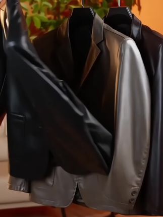 男士休闲商务百搭款,手工真皮高档西服三色可选