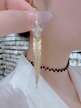 灵动时尚洋气长款明艳流苏#流苏 #耳环 #新品